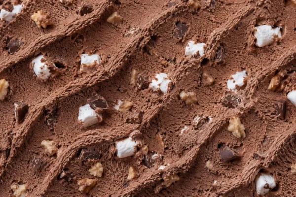 Chocolate rocky road gelato loaded with marshmallow and nut chunks