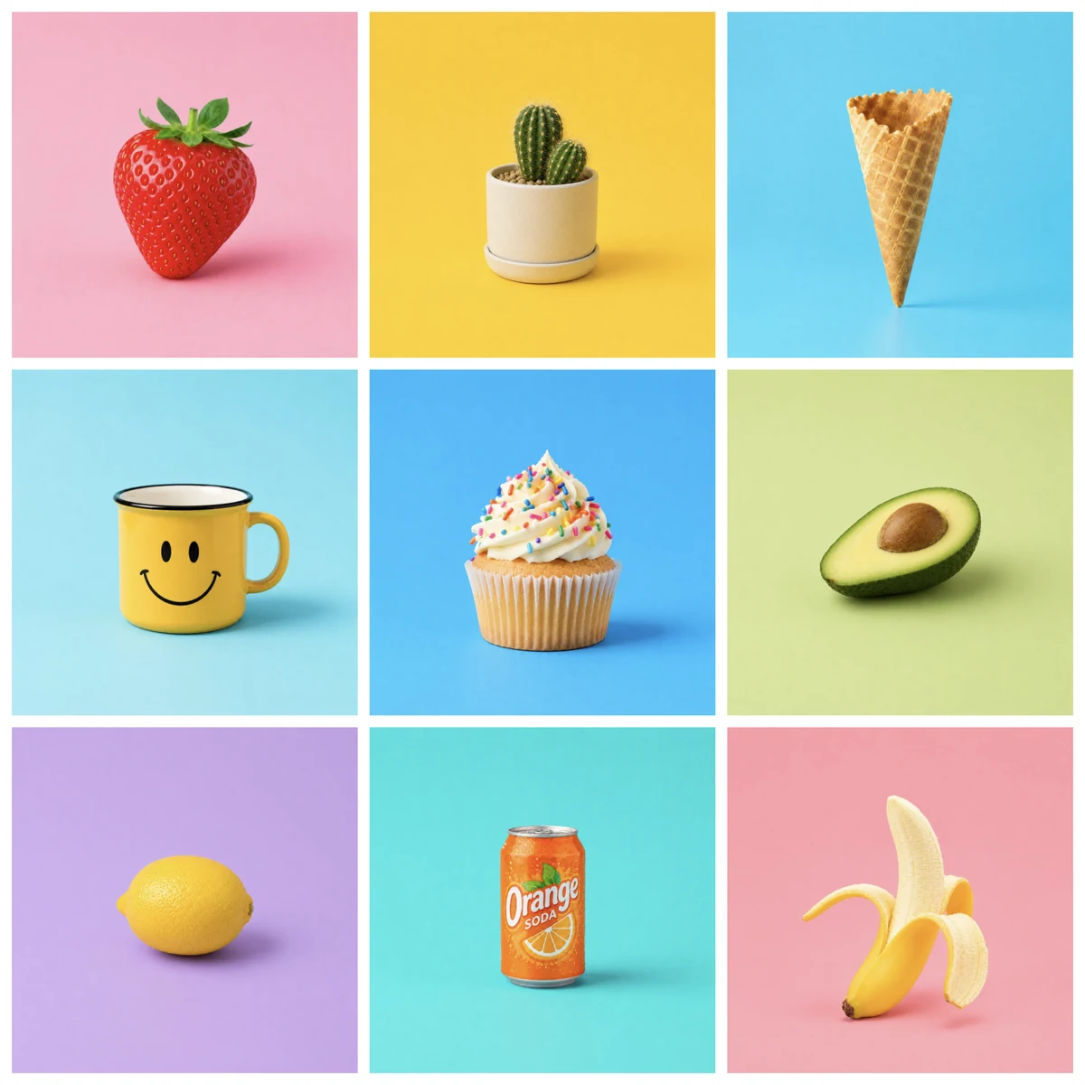A FotoGrids gallery of nine product photos, without a watermark applied